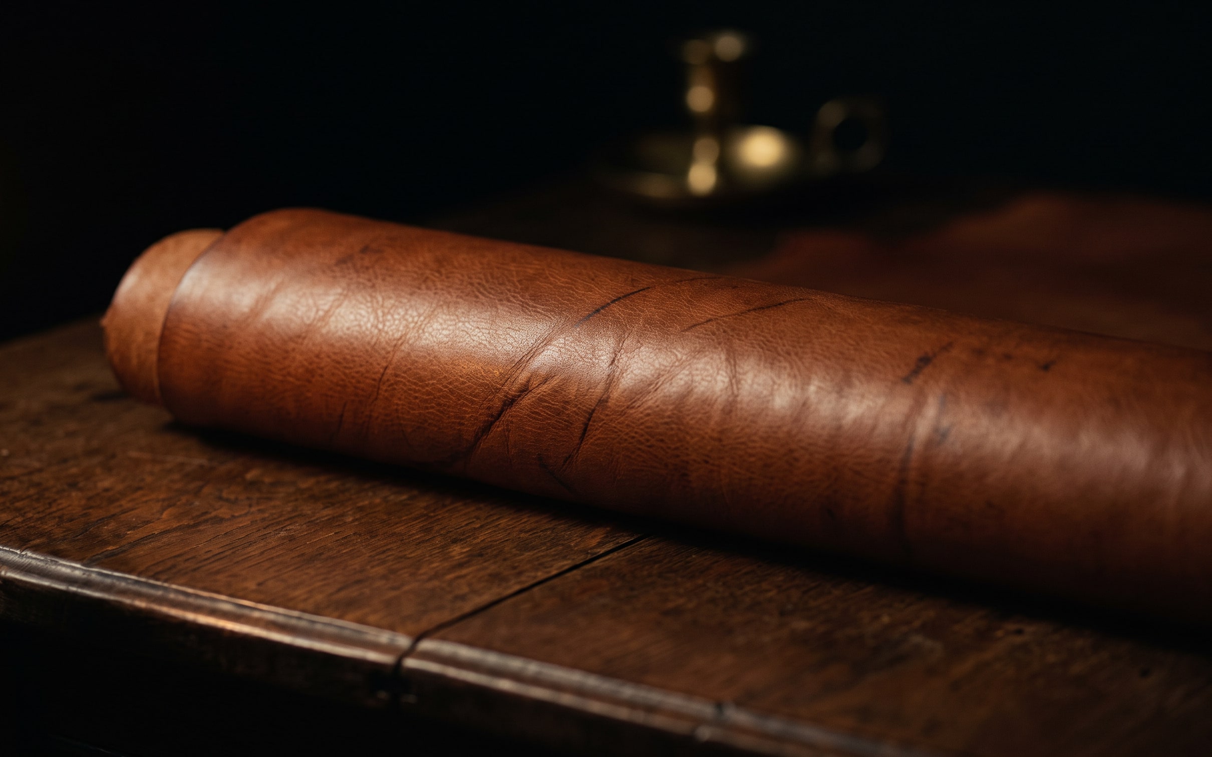 Chestnut calf leather showing fine natural grain